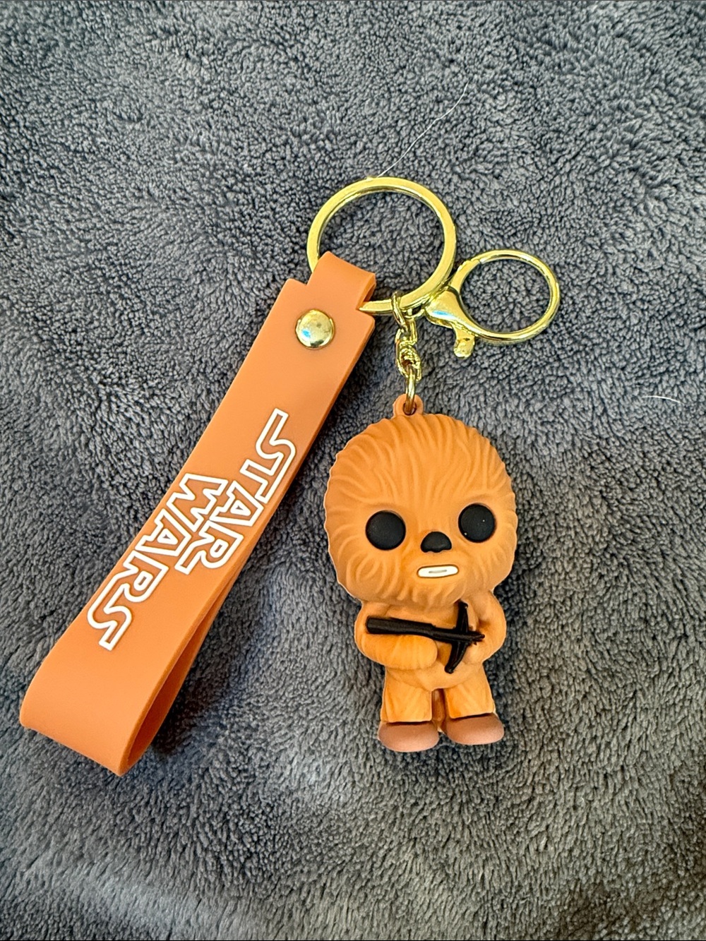 Chewbacca Keychain Charm with Tan Strap